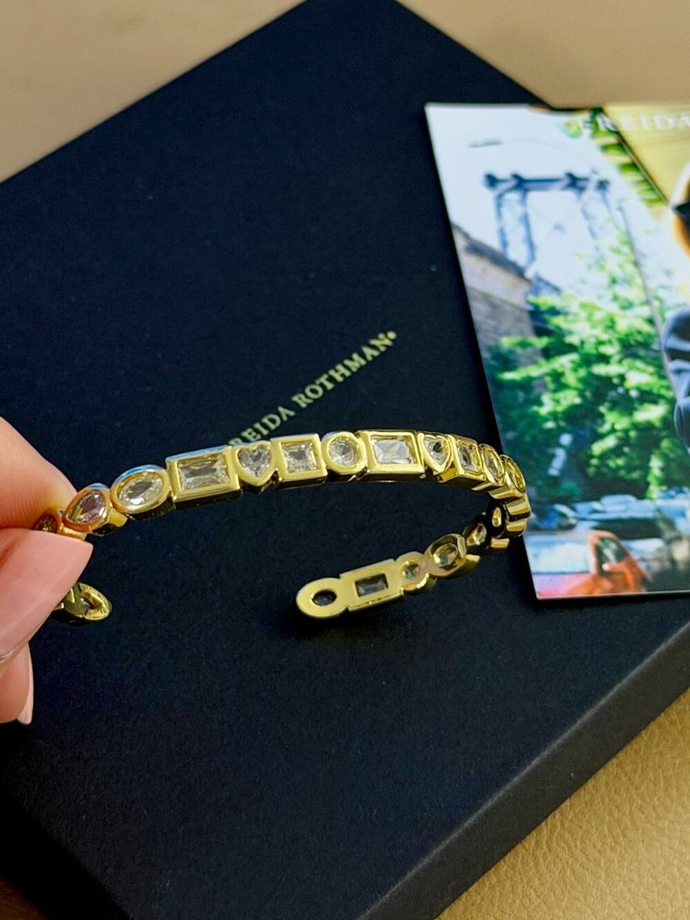 FREIDA ROTHMAN VAULT - Multi-Shaped Clear Stones Bangle Stacking Bracelet